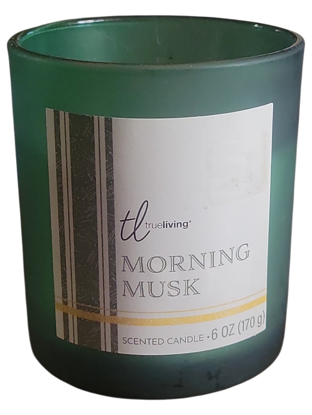 NWT Morning Musk Green Frosted Glass Earth & Cedar Scented Candle 6 Oz